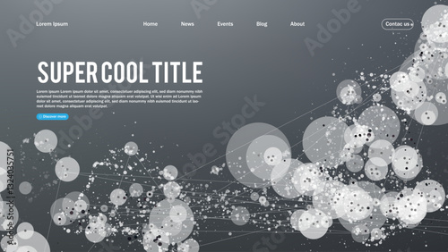 Landing page abstract design with big data. Template for website or app.