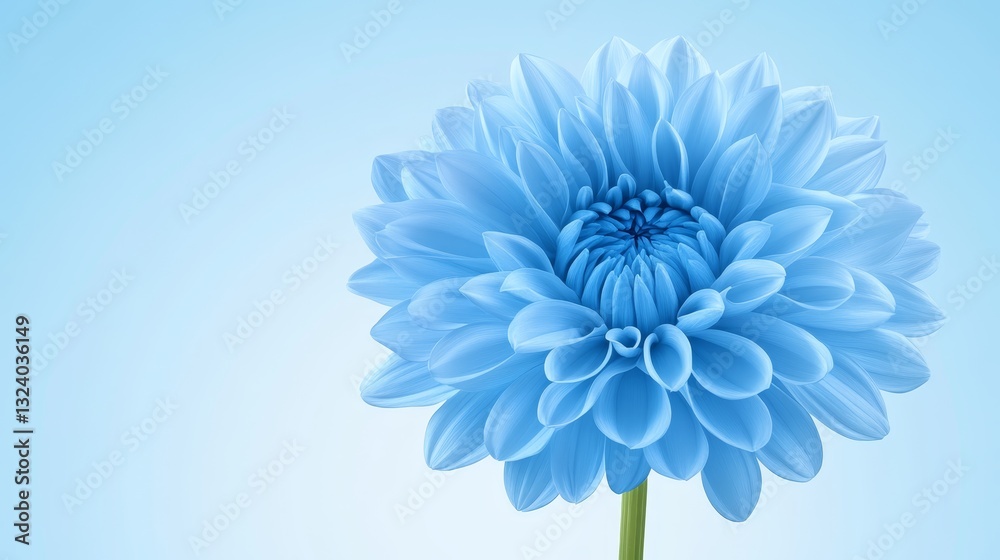 Obraz premium Blue flower on blue serene closeup of vibrant blossom against soft monochromatic backdrop