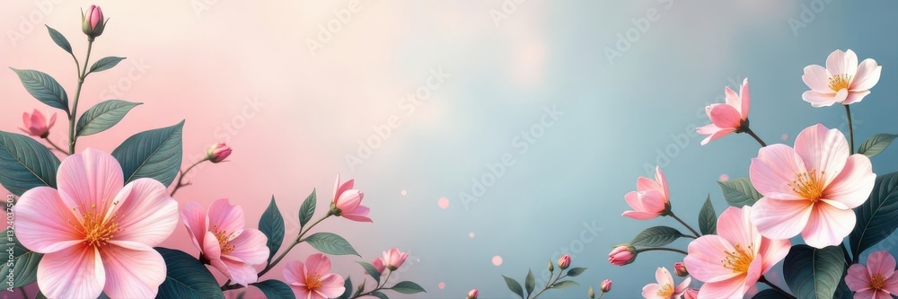 Fototapeta premium Subtle pastel floral motif on a luxurious, modern backdrop , elegant texture, pastel flowers, premium quality