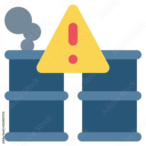 barrel danger warning waste management factory flat style icon