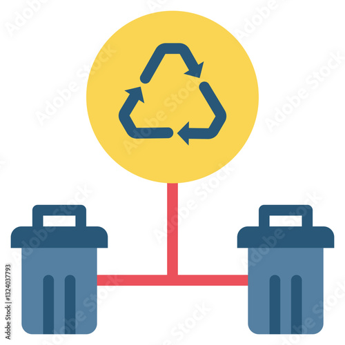 recycle garbage bin trash waste management flat style icon