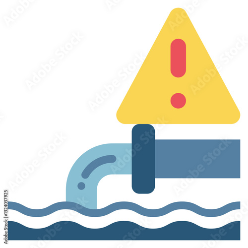 water drainage pollution environment factory warning waste management flat style icon