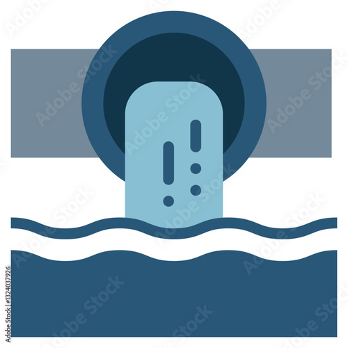 water polution waste management environment drainage flat style icon