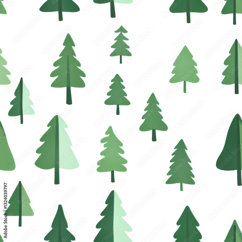 flat white background, different shades of green christmas trees, flat white background, different shades of green christmas trees,