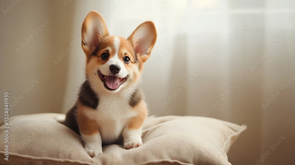 2. **A tiny corgi puppy sitting on a soft cushion with a big smile** 2. **A tiny corgi puppy sitting on a soft cushion with a big smile**