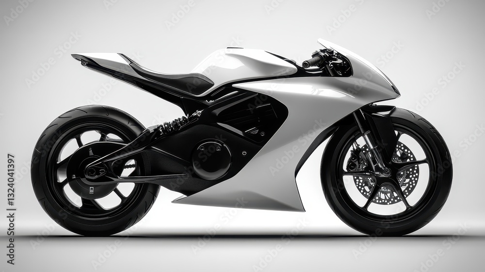 Fototapeta premium A sleek sports bike, its aerodynamic frame cutting through the air, is sharply in focus against a transparent background, revealing the intricate details of its design and the smooth curves of its