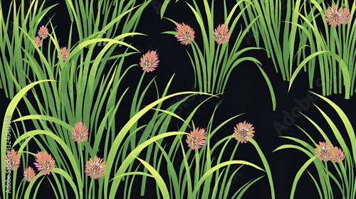 Zoysia Grass flat illustration, Zoysia Grass repetitive pattern