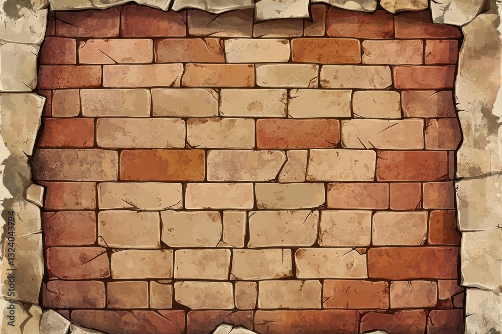 Fototapeta premium Aged Brick Wall Texture: A Grungy Background Image