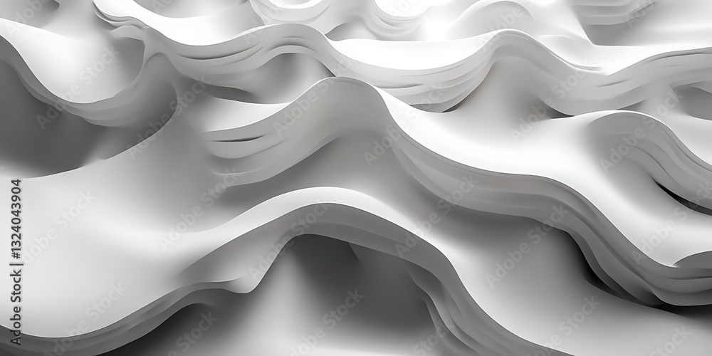 Fototapeta premium Abstract white waves, flowing texture (6)