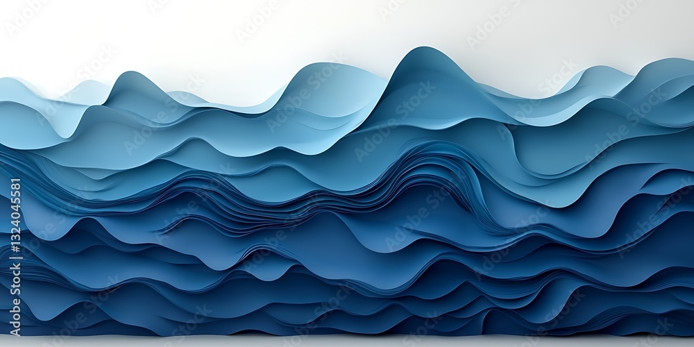 Fototapeta premium Abstract Blue Wave Layers