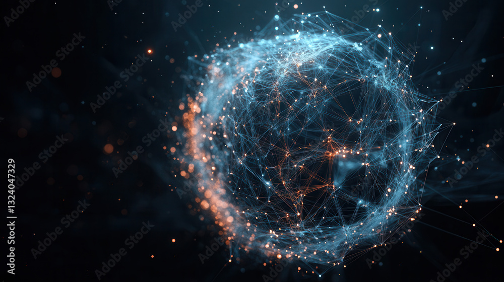 Fototapeta premium sleek and modern visualization of global data network, showcasing interconnected nodes and vibrant colors