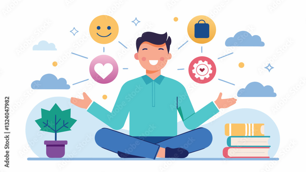 An informative lecture on the benefits of cultivating a positive mindset for overall mental and physical wellness.. Vector illustration An informative lecture on the benefits of cultivating a positive mindset for overall mental and physical wellness.. Vector illustration