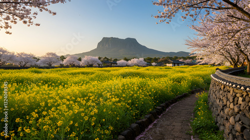 Beautiful spring scenery of Jeju Island