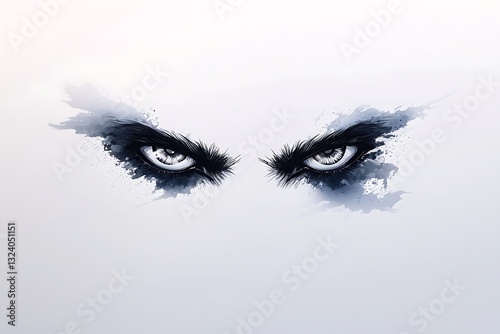 Angry Eyes for Watercolor Splash, Abstract Art.