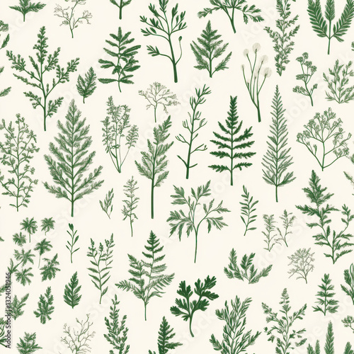 Wallpaper Mural Christmas pattern featuring Christmas trees and presents in neutral tones  Torontodigital.ca