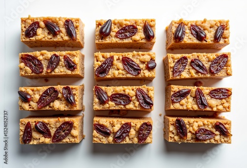 The Art of the Fig Bar: Top-View Studio Shot Showcasing Multiple Fig Bars with Exquisite Detail, Perfect for Food Blogs, Bakeries, and Product Catalogs


