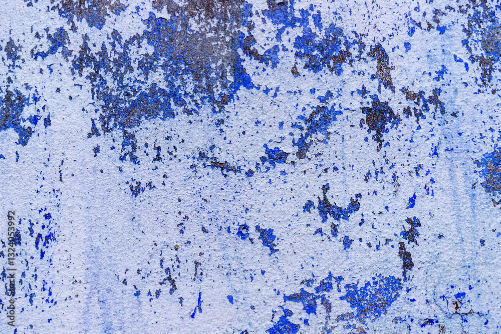 Fototapeta premium Weathered and depainted blue cement walls