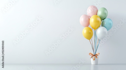 Festive balloon bouquet with soft light reflections