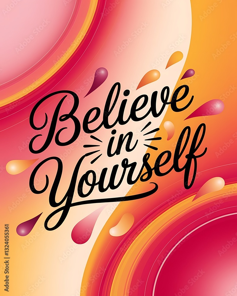 Fototapeta premium Believe in Yourself Typography and Colorful Background Motivational Quote T-shirt Design Illustration ,Typography
