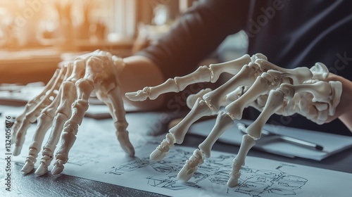 Obraz na płótnie Innovative Design Concepts by Prosthetist and Orthotist Featuring Artistic Models of Human Hands for Advanced Prosthetic Solutions in Healthcare w salonie