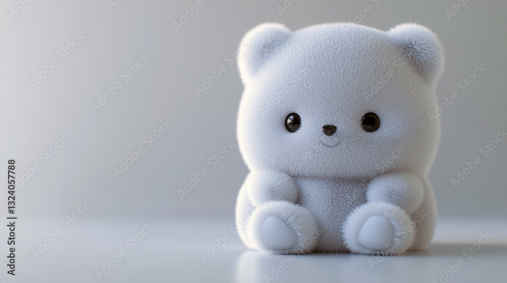 Obraz premium A cute little bear, Sitting teddy bear isolated on white. teddy bear children's toy gift 3d rendering. 3d illustration.