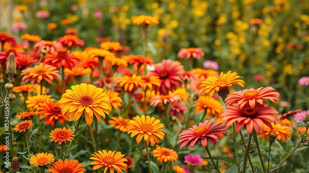 Autumnal Blooms in a Tranquil Garden Setting Autumnal Blooms in a Tranquil Garden Setting
