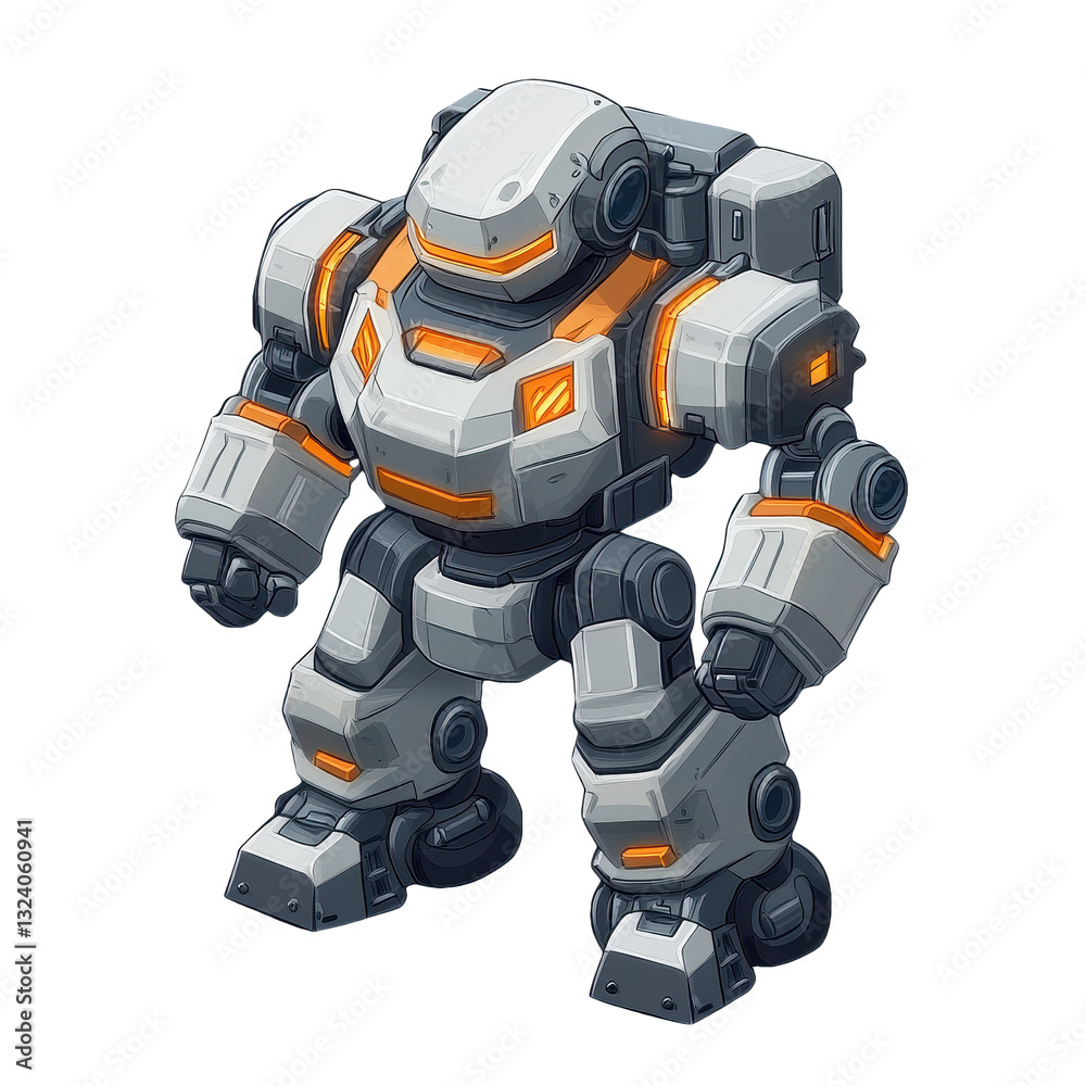Futuristic Robot Warrior: A Digital Illustration of Advanced Technology, Armor, and Artificial Intelligence in a Sci-Fi Concept Design for the Future of Robotics Futuristic Robot Warrior: A Digital Illustration of Advanced Technology, Armor, and Artificial Intelligence in a Sci-Fi Concept Design for the Future of Robotics