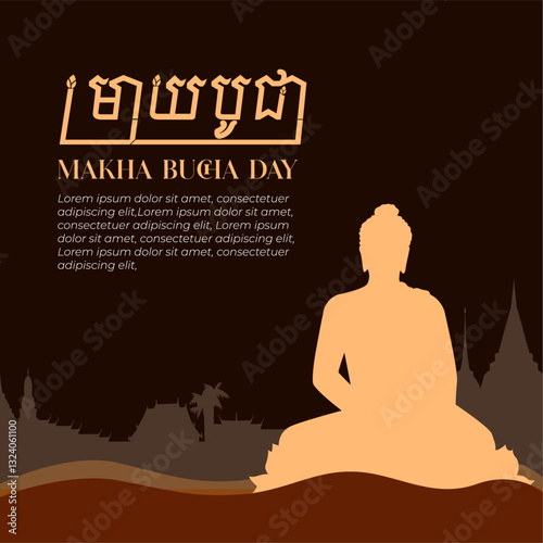 Happy Makha Bucha day illustration poster