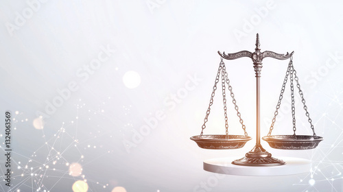 A balanced scale symbolizing justice and fairness against a soft blurred background.
