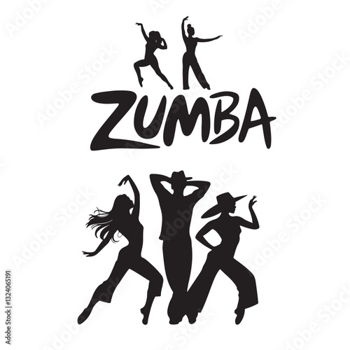 silhouettes of dancing girls Zumba dance vector