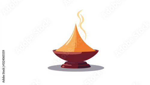 Aromatic incense cone releasing fragrant smoke