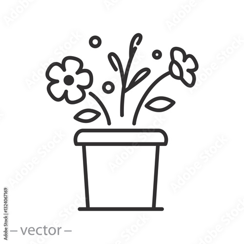 pot, garden, flower, icon, cute, nature, leaf, shape, vector, wildflowers, seasonal, floral, branch, elegant, decorative, natural, plant, linear, simple, logo, hand, drawn, pastel, card, romantic, bot