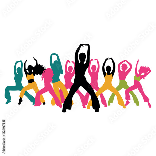 silhouettes of dancing girls Zumba dance vector