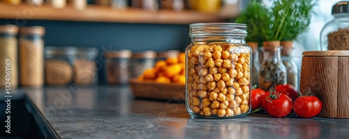 Close-up healthy chickpea snack table legume nourishment diet cooking alternatives pea aquafaba nutrition egg white substitute photo