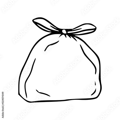 simple tied bag outline vector