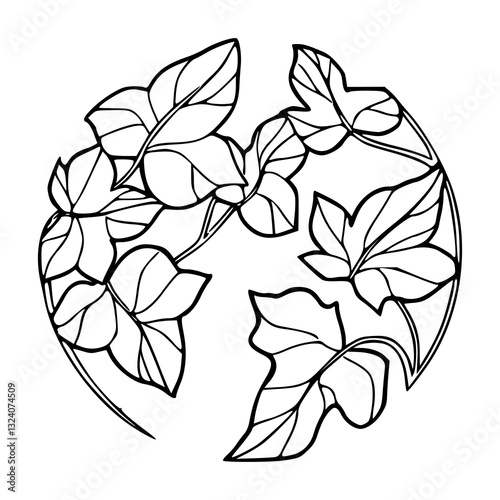 ivy leaves circle vector illustration