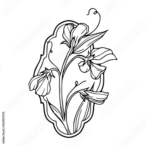 Wallpaper Mural sweet pea flowers in ornamental frame vector illustration Torontodigital.ca
