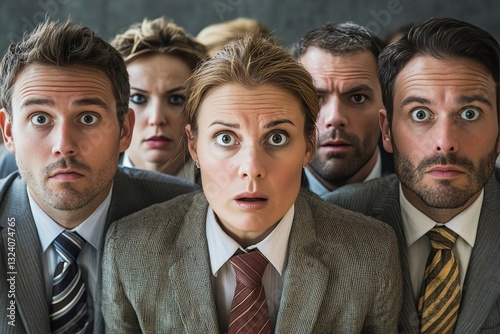 group of business people with a look of shocked.