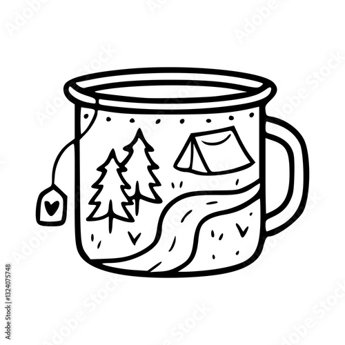 adventure mug doodle vector