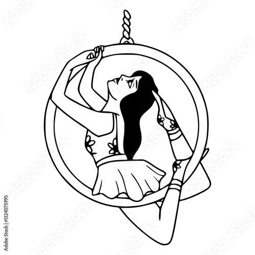 aerial gymnast line art illustration