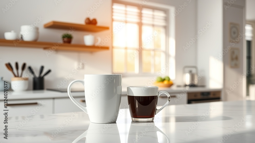 Modern Coffee Break on Marble Modern Coffee Break on Marble