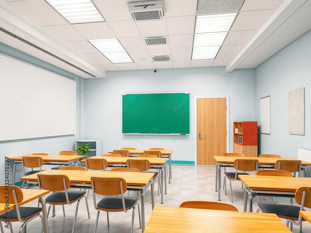Fototapeta premium Modern Classroom Interior Design - Blank Space for Text