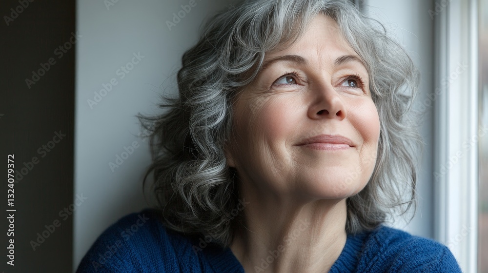 Senior Woman Smiling Looking Up Senior Woman Smiling Looking Up