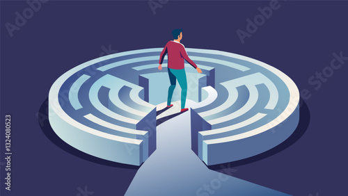 As I walked out of the labyrinth I felt a sense of rejuvenation and focus like never before as if the winding path had helped me unravel any mental knots and find clarity.. Vector illustration