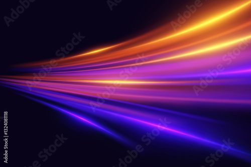 Abstract high speed motion lines. Illuminated traffic paths.