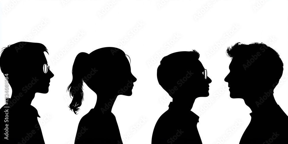 A collection of human silhouettes representing different occupations, ages, and genders A collection of human silhouettes representing different occupations, ages, and genders