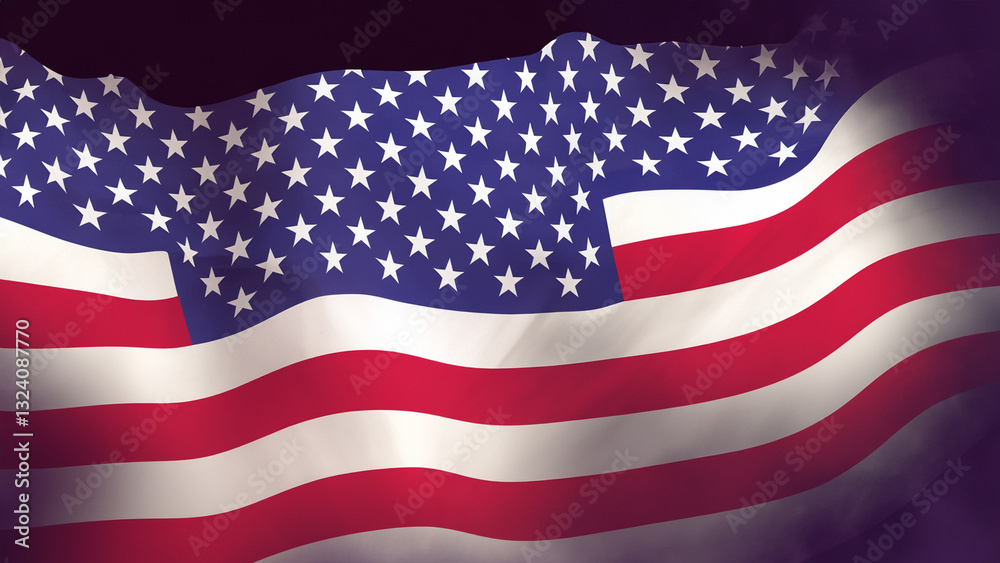 Fototapeta premium 4TH of July Happy Independence Day. Waving flag of USA art illustration design