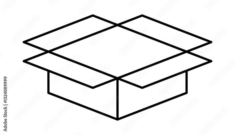 box postal parcel outline, open box carton shipping, corrugated box line shape, cardboard postage box for transportation box postal parcel outline, open box carton shipping, corrugated box line shape, cardboard postage box for transportation