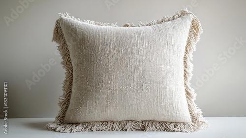 Elegant textured cushion modern living room decorative home accent minimalist design close-up perspective