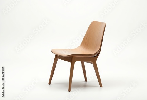 Elevate your home with Nordic simplicity: A modern-style chair, expertly crafted with mortise and tenon joints, presented in a hyper-realistic studio shot.

 photo